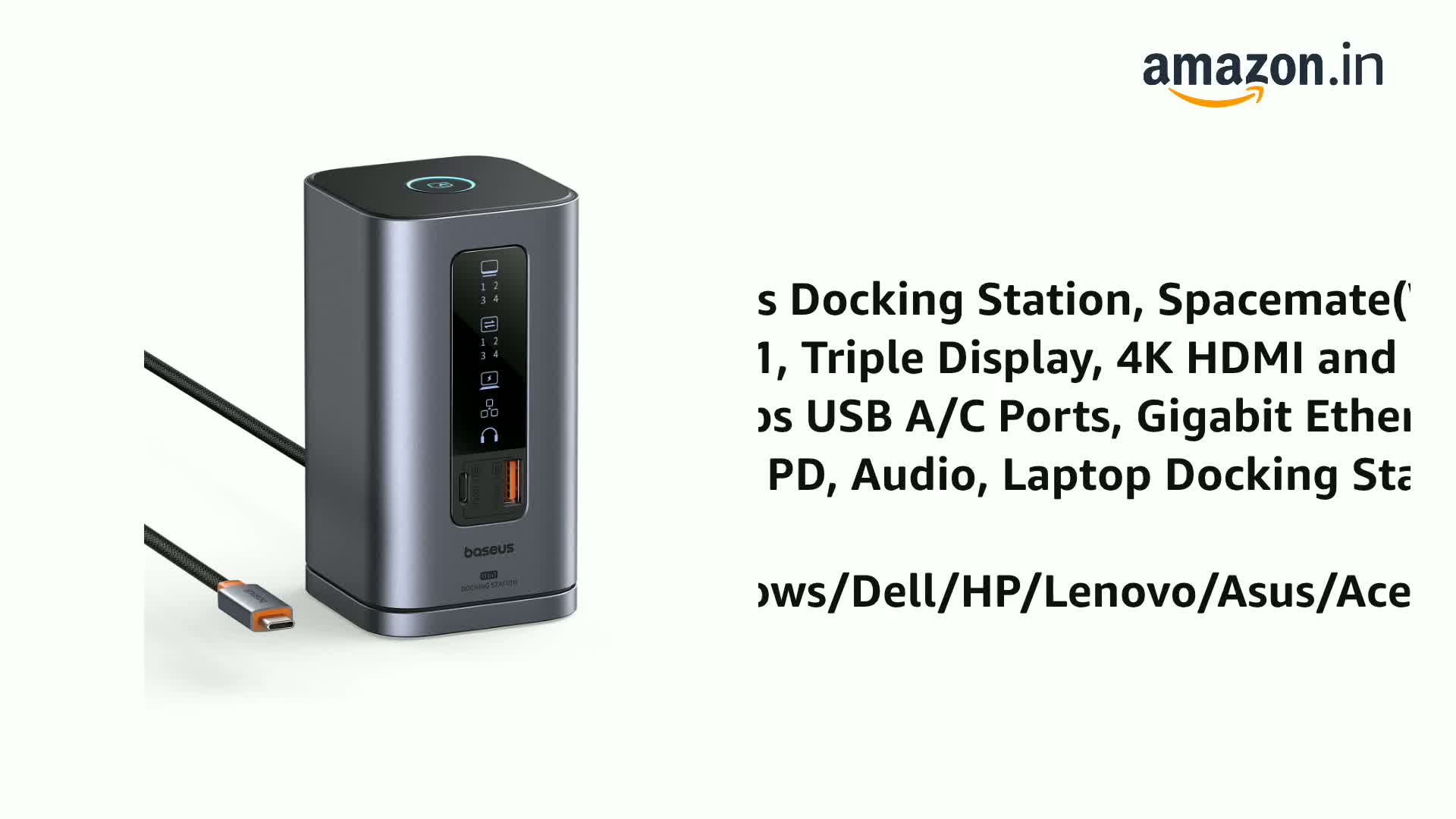 Baseus Docking Station, Spacemate(Win) 11 in 1, Triple